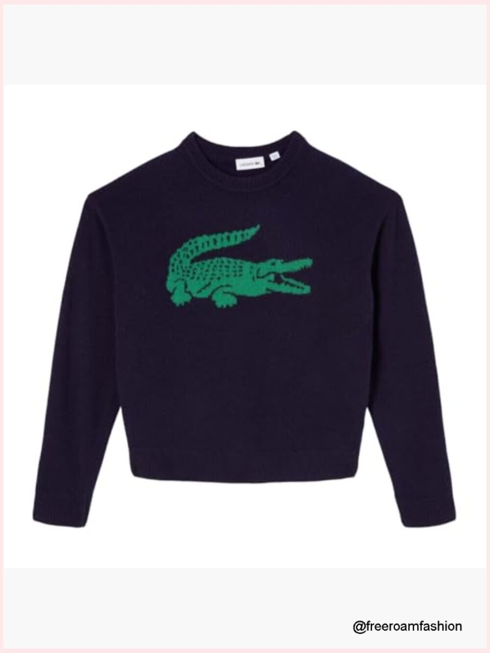 Cashmere Blend Crewneck Pullover Sweater with Crocodile Design - Picture 5 of 6